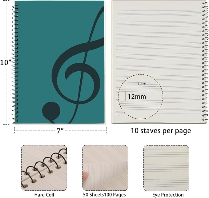 MOREYES Music Notebook Composition Manuscript Staff Notebook - Image 2