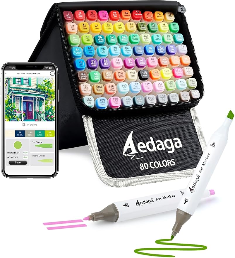 AEDAGA 80 Colors Alcohol Markers by AEDAGA