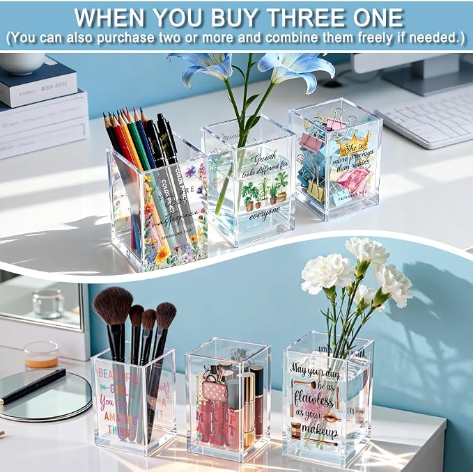 QYUVK Sorry I'm Late I Was Dilly Dallying Acrylic Makeup Brush Pencil Holder Cup - Image 6