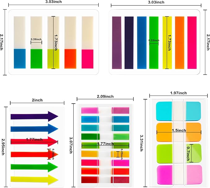 Golcellia Sticky Book Index Tabs, Page Tabs Markers, Sticky Notes Tabs 1272 - Image 2