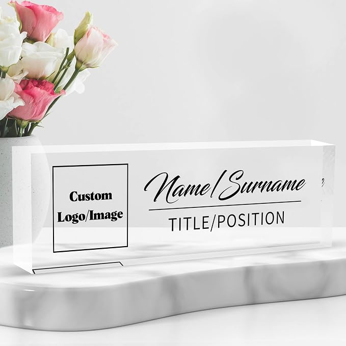 Personalized Name Plate for Desk Custom Acrylic Desk Name Plate Custom Employee by AZUFEMOS