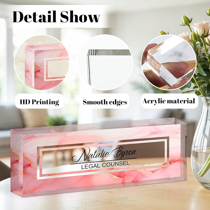 Personalized Name Plate for Desk, Custom Acrylic Desk Name Sign, Office - Image 2