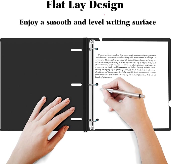 INFUN 1 Inch Telescoping 3 Ring Binder- 4 PCS-Black, Portable Plastic Binder - Image 4