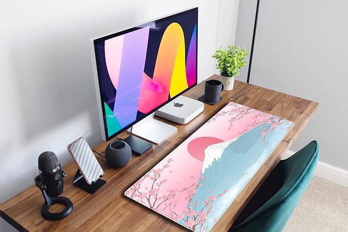Aesthetic Japanese Cherry Blossom Desk Mat Cute Pastel Blue Color XL Sakura - Image 6