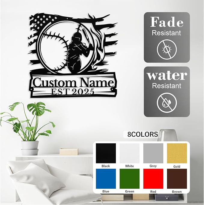 Personalized Softball Metal Sign, Custom Softball Signs Wall Art, Custom Name - Image 4