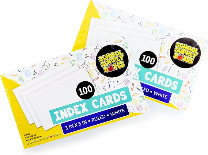 School Supply Boxes | 3x5 White Index Cards | 10 Pack | Lined in Front - Image 2