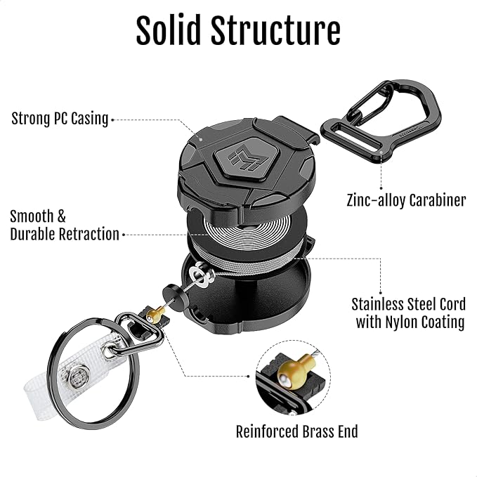MNGARISTA 4-Pack Retractable Keychain, Heavy Duty Carabiner Badge Holder - Image 4