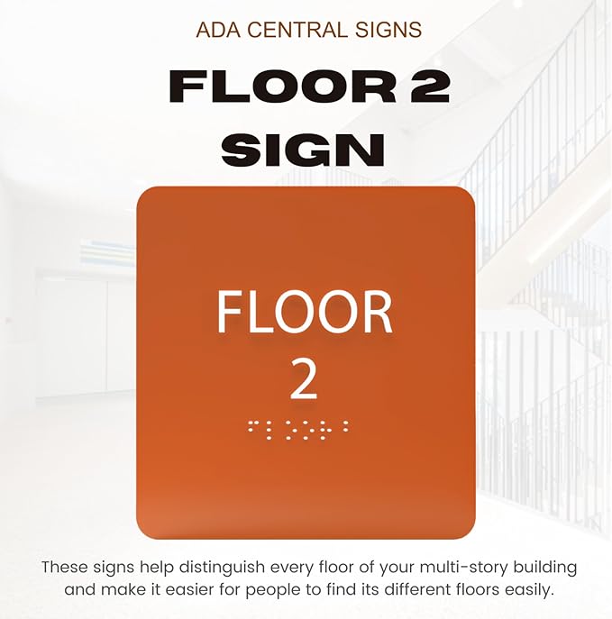 Spruce ADA Floor 2 Sign with Braille – Made from Durable Acrylic and Ready to - Image 6