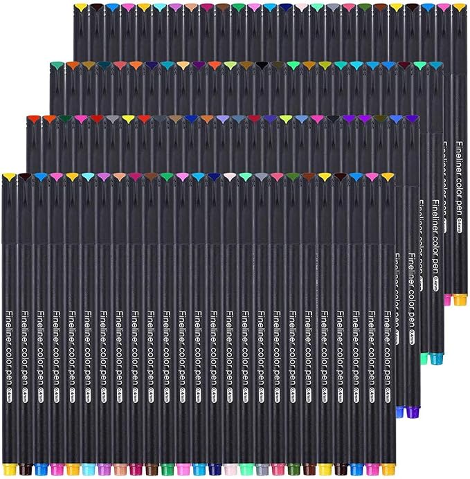 Yansanido 100 Pcs 100 Colors Fine Point Line Drawing Pens, 0.4mm of Pen Point by Yansanido