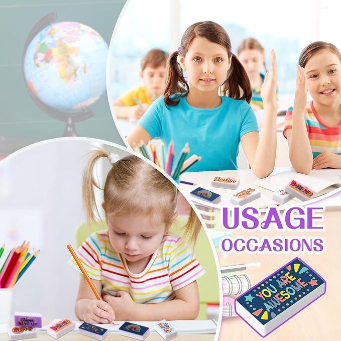 Dunzoom 100 Pcs Inspirational Pencil Erasers Bulk - Image 6