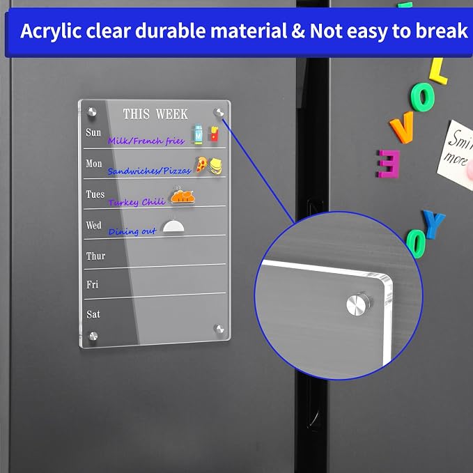 AITEE Acrylic Weekly Calendar for Fridge, Includes 6 Dry Erase Markers - Image 6