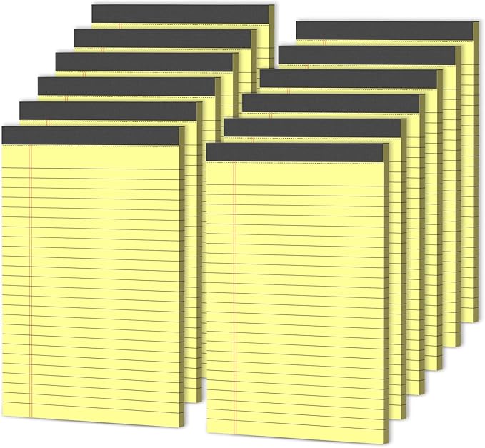 Legal Pads 5x8 Inch 12 Pack Yellow Note Pads 5x8 College Ruled Notepad by Unknown