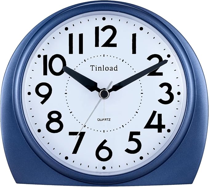 Tinload 5.5" Large Analog Alarm Clock Silent Non Ticking, Gentle Wake, Beep by Tinload