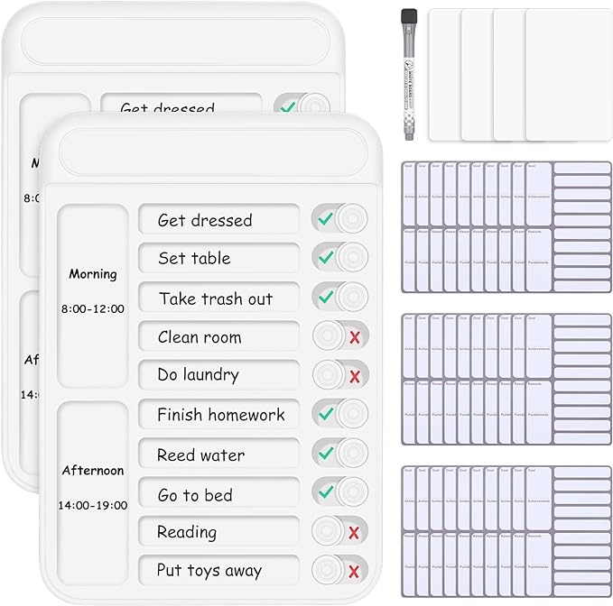 2Pcs Chore Chart for Kids to Do List Checklist Board Detachable Message Slider by Lucomb