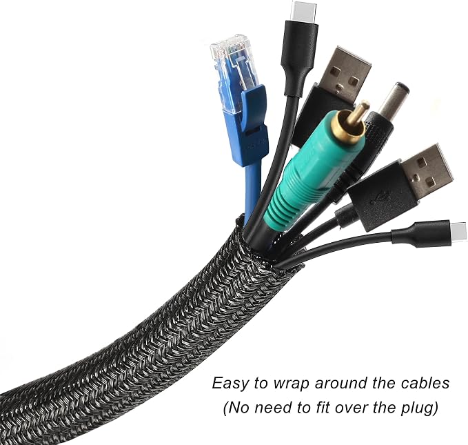 CrocSee 25ft - 1 inch Braided Cable Management Sleeve Cord Protector - - Image 2
