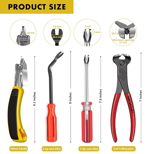 Alimtee 4Pcs Upholstery Staple Remover Tools Set Including End Cutting Pliers - Image 5