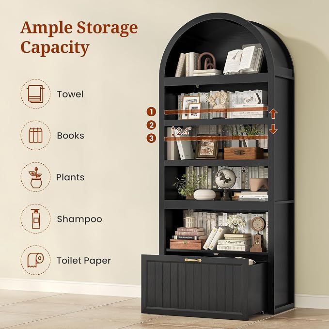 81" Tall Arched Cabinets, Bookcase - Image 5