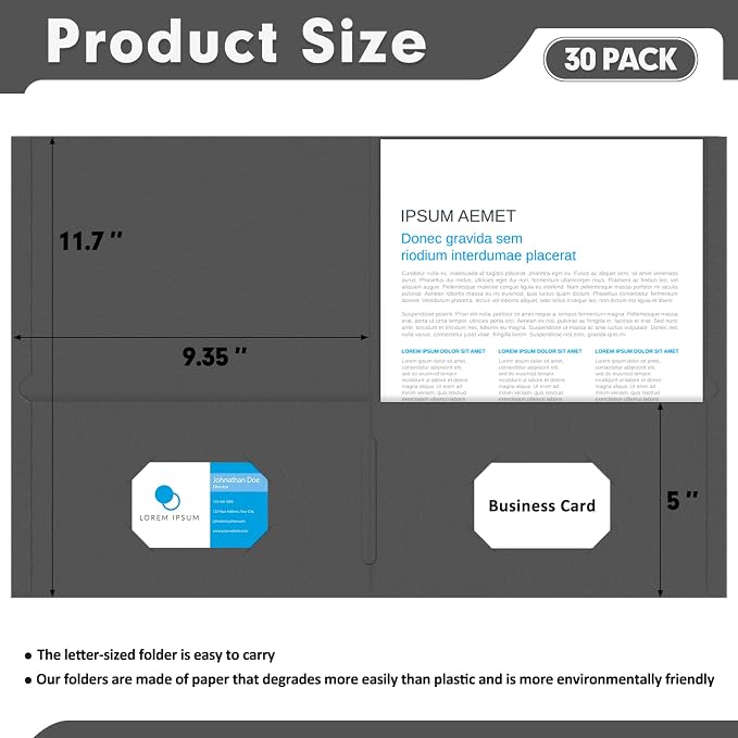 Two Pocket Folders, PANDRI 30 Pack 2 Pocket Folders, Letter Size Paper File - Image 2