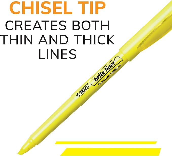 BIC Brite Liner Highlighters, Chisel Tip, 12-Count Pack of Green Highlighters - Image 4