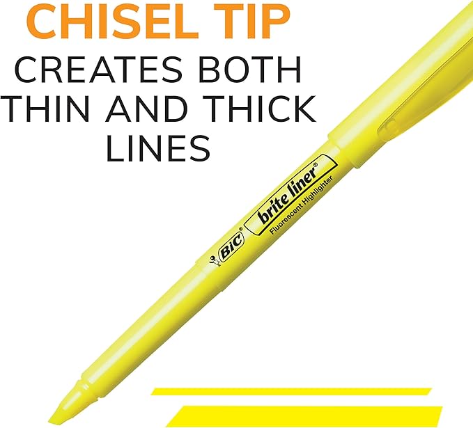 BIC Brite Liner Highlighters, Chisel Tip, 12-Count Pack of Blue Highlighters - Image 3