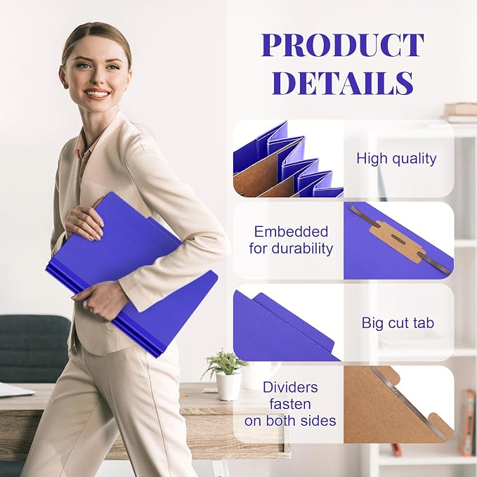 Skyygemm 24 Pcs Classification Folders Letter Size, 3 Divider Pressboard File - Image 3