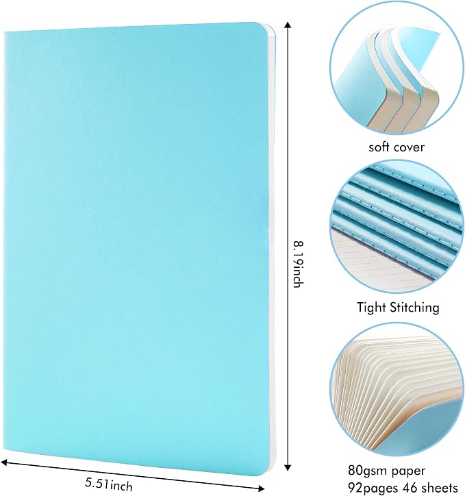 feela 8 Pack Soft Cover Journal Bulk, Notebooks College Ruled - Image 2
