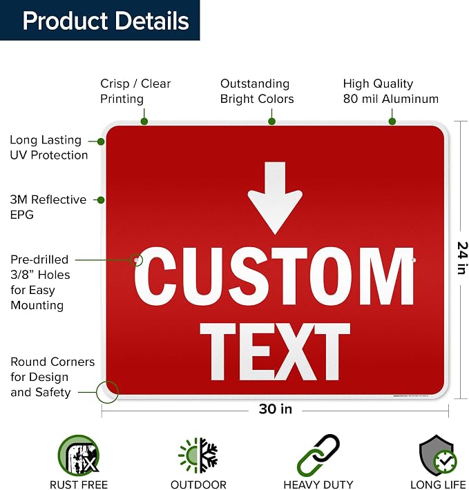 Custom Arrow, Custom Directional Sign, Down Arrow, 24x30 Inches, 3M EGP - Image 6