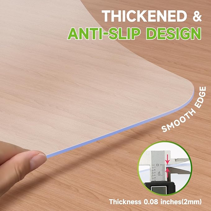 SOONAN Office Chair Mat for Hardwood Floor, 0.08" Thickness Heavy Duty - Image 8