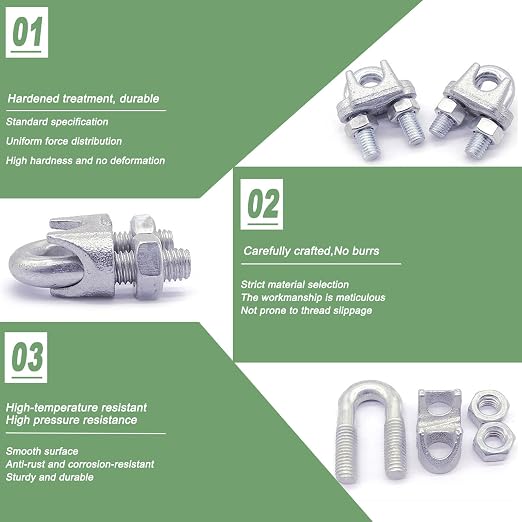 30PCS M5 Heavy Duty Wire Rope Clamps, 3/16-Inch Zinc Plated Wire Cable Clamps - Image 5