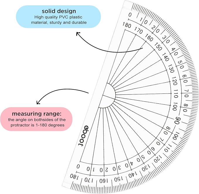 Zonon 100 Pcs 4 Inch Clear Plastic Protractor Bulk Math Protractors Set 180 - Image 4
