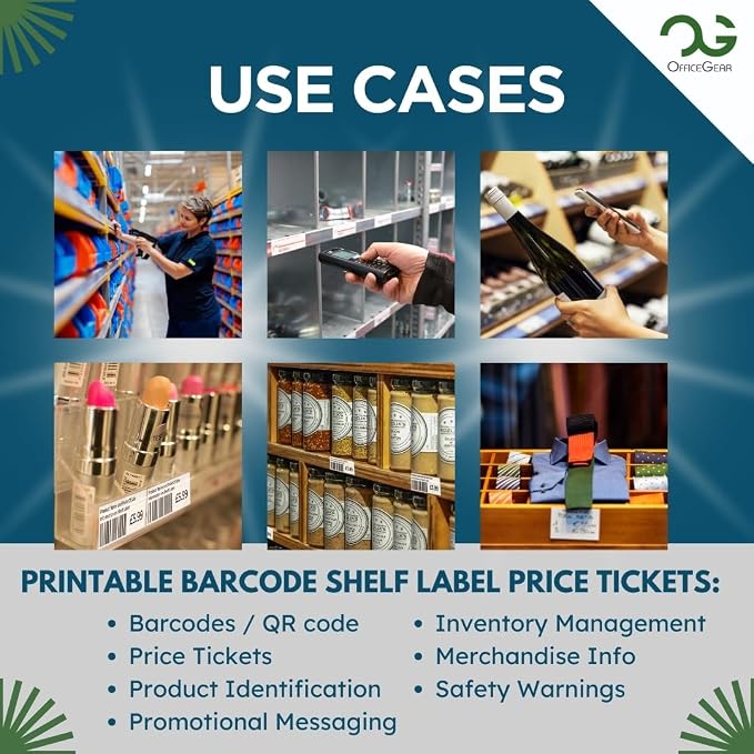 OfficeGear Shelf Edge Barcode Price Ticket Labels 21-up 38x70mm Custom - Image 5