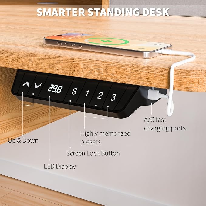 ExaDesk 55 * 30 Inches Electric Standing Widened Desk Adjustable Height - Image 5