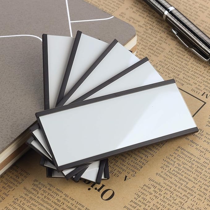 LLPT Magnetic Label Holder 4" x 2" 26 Packs C Channel White Paper Cards - Image 3