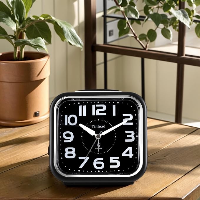 Tinload 5.5" Large Analog Alarm Clock Silent Non Ticking, Gentle Wake, Beep - Image 3