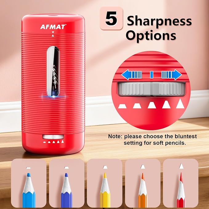 AFMAT Electric Pencil Sharpener, Fully Automatic Pencil Sharpener, Auto in & Out - Image 4