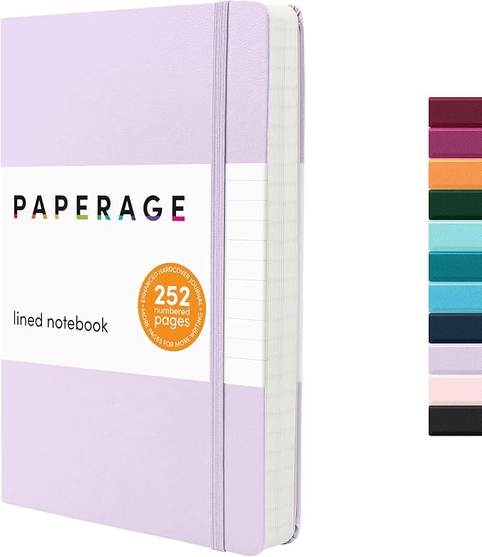 PAPERAGE Lined Journal Notebook, 252 Pages, Medium 5.6 in x 8 in by PAPERAGE