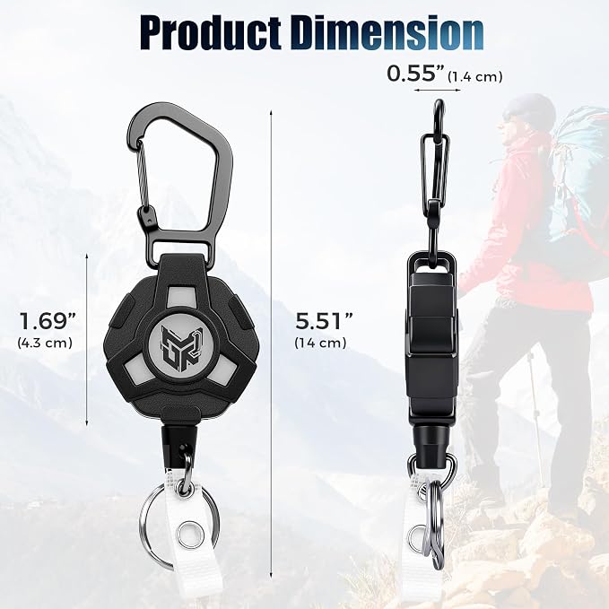 2-Pack Retractable Keychain, Heavy Duty Carabiner Badge Holder, Tactical ID - Image 3