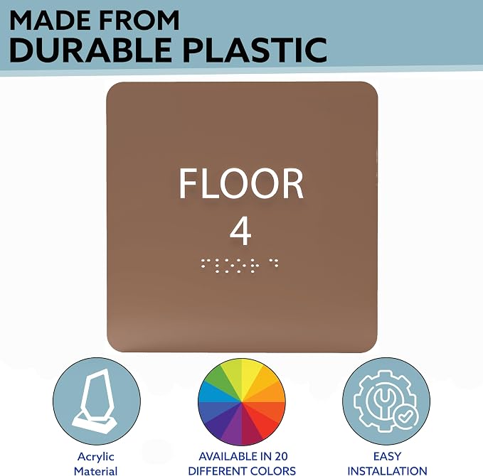 Coffee ADA Floor 4 Sign with Braille – Made from Durable Acrylic and Ready to - Image 2