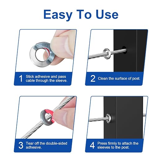BLIKA 60Pack Cable Railing Adhesive Sleeves - Image 5