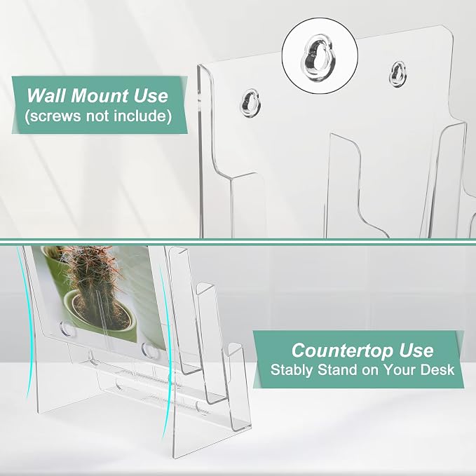 Argvey Acrylic Brochure Holder 8.5 x 11 inches, 3 Tier Clear Literature Holder - Image 5