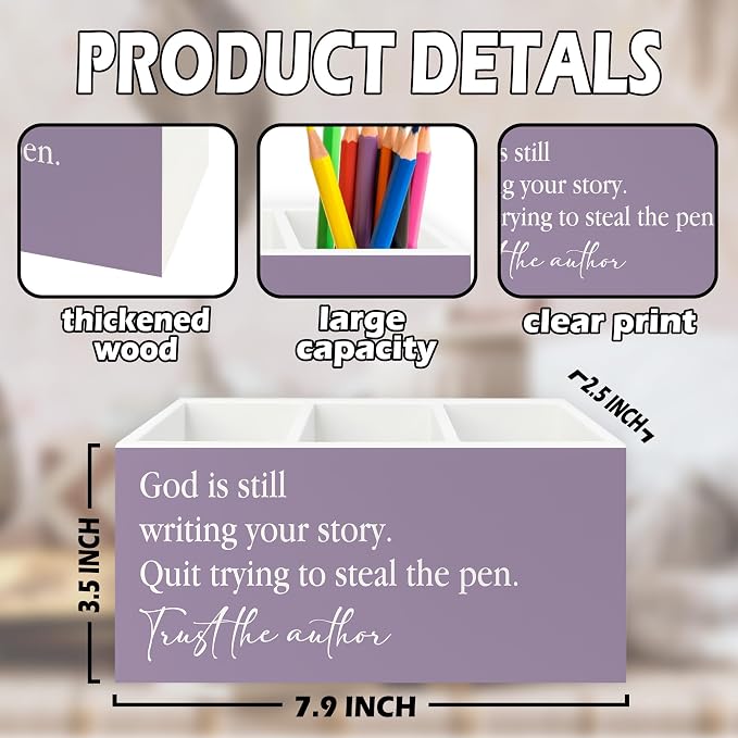 XPH Purple Christian Pen Pencil Holder Organizer - Image 7