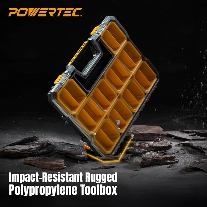 POWERTEC Small Parts Organizer & Tool Box – 20 Compartments, IP65 Water & Dust - Image 7