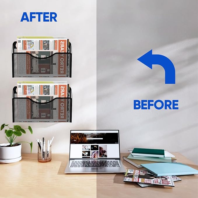Magnetic File Holder 3 Pockets File Folder Organizer, Office Hanging Magazine - Image 7