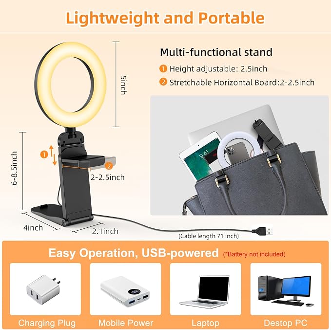 2Packs-Ring Light for Computer Laptop, Video Conference Lighting kit for Zoom - Image 5