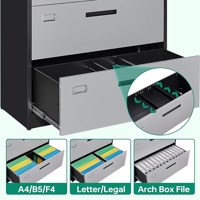 Letaya File Cabinet with Lock-Lateral 2 Drawer Metal Filing - Image 5