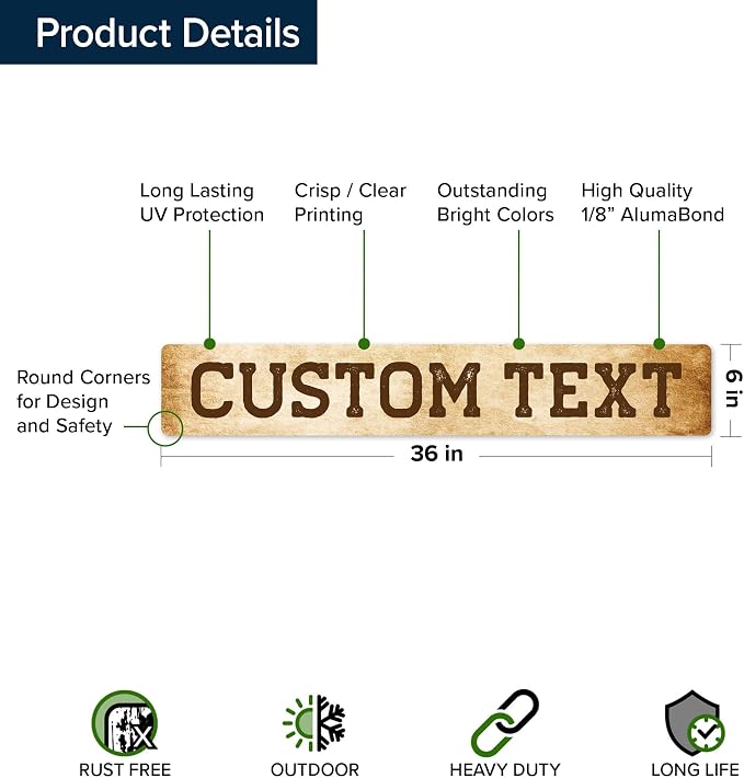 Custom Sign, Custom Street Sign, 11 Font Colors, 13 Font Styles, 4 Hole Options - Image 6