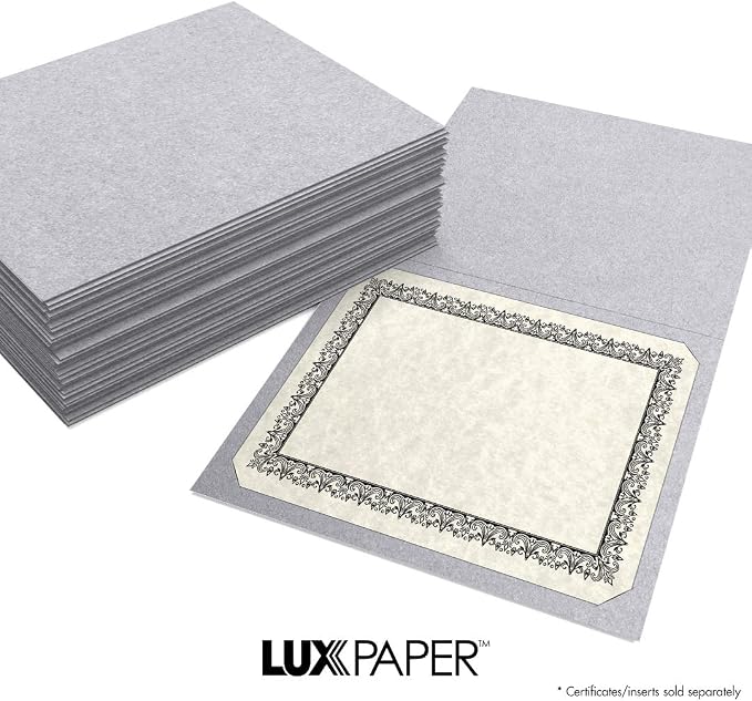 LUXPaper 9.5" x 12" Certificate Holders | Silver Metallic | 105lb. Cover | 50 - Image 8