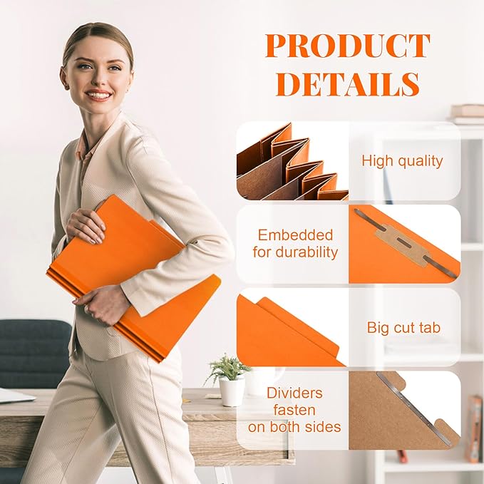 Skyygemm 36 Pcs Classification Folders Letter Size, 3 Divider Pressboard File - Image 3