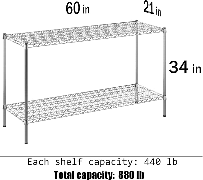 Regal Altair 21" Deep x 60" Wide x 34" Height Wire Shelving Kit | 2-Tier | NSF - Image 3
