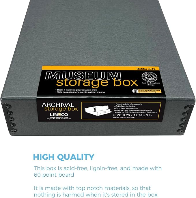 Lineco Museum Archival Storage Box, 9.75x12.75x3 in. Drop Front Design. - Image 5